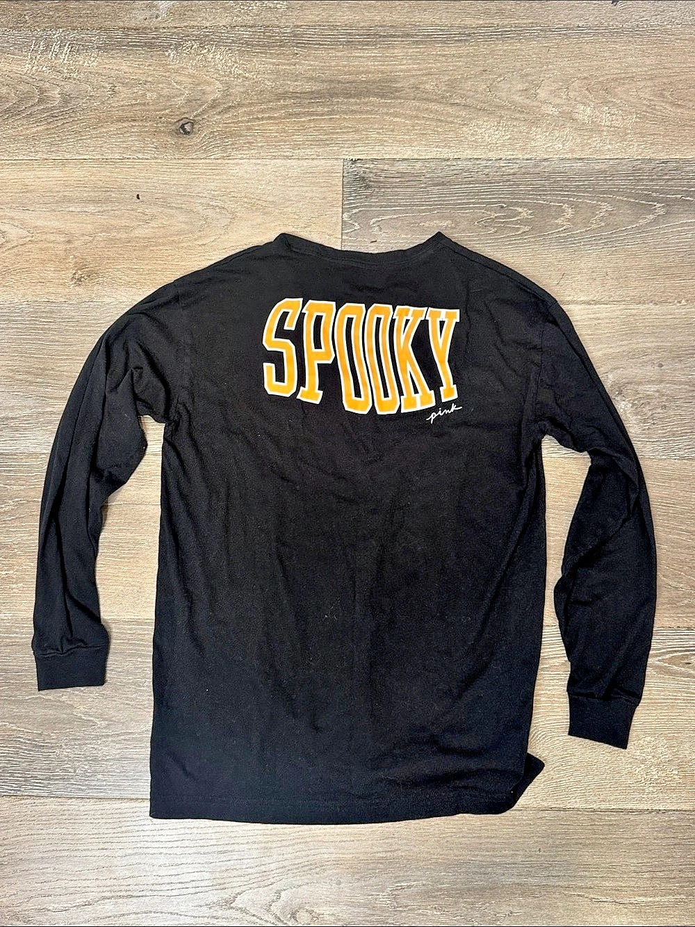 PINK Spooky Halloween Long Sleeve Graphic Tee in Black Like New
